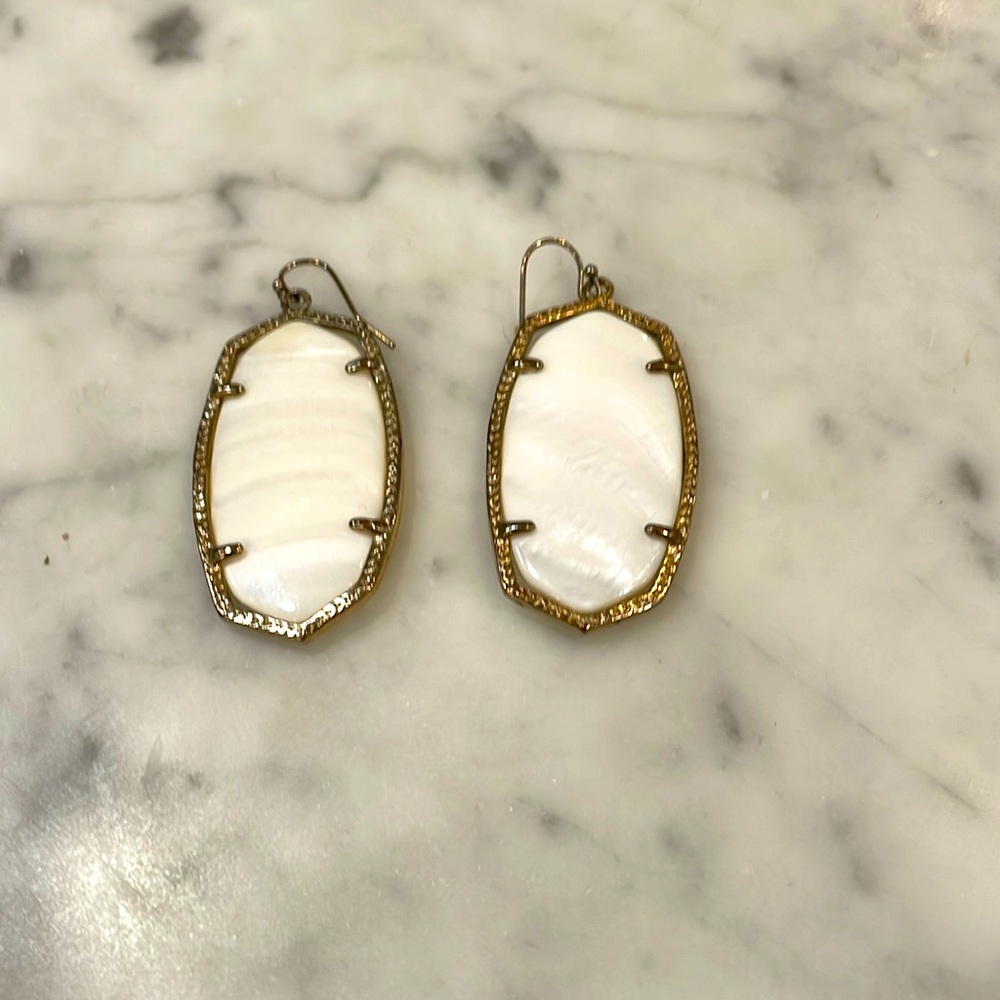 Kendra Scott Gold White Stone Earrings